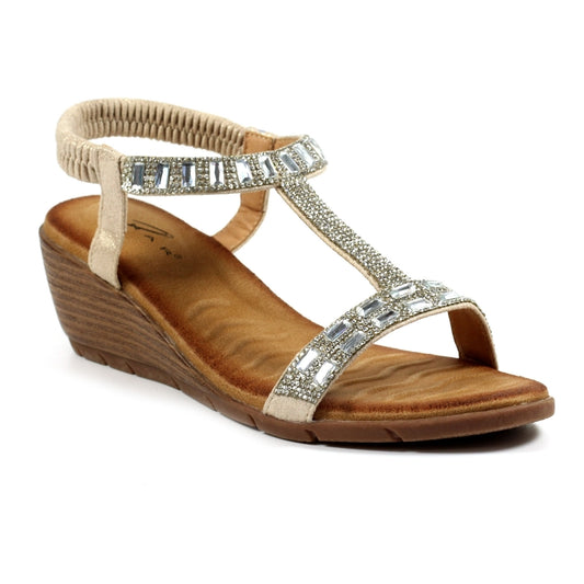 Lunar Women's JLH492 Macie Wedge Sandals Silver