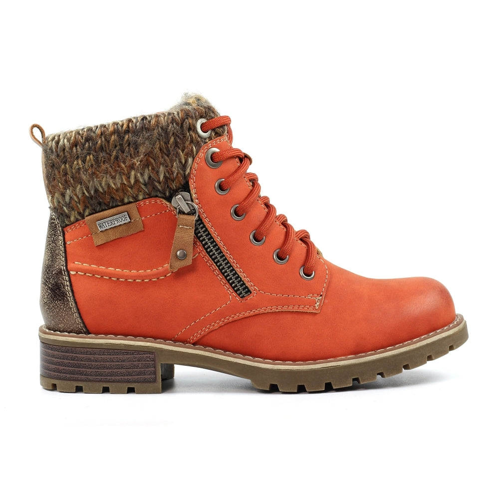 Lunar Women's GLB123 Millie Waterproof Ankle Boot Orange