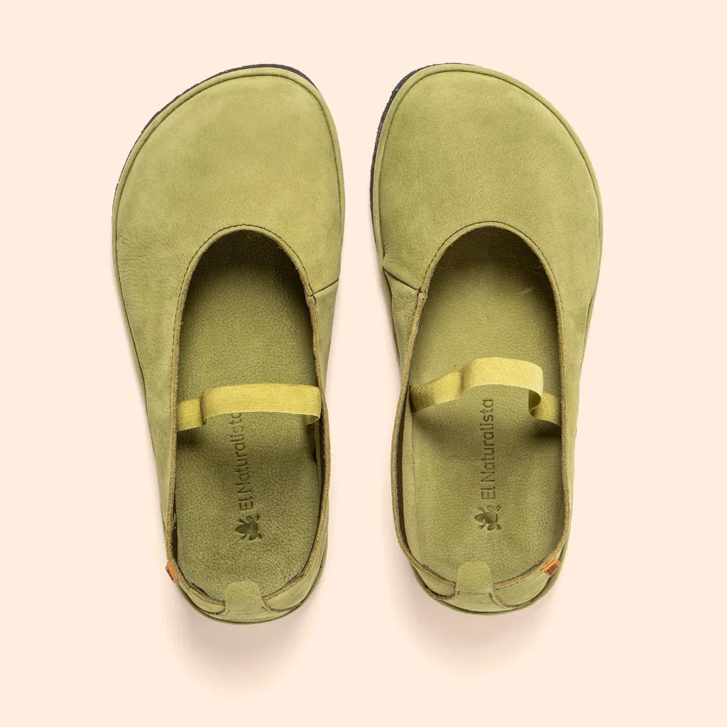 El Naturalista Women's N5670 Nubuck Leather Comfort Slip-Ons Liken Green