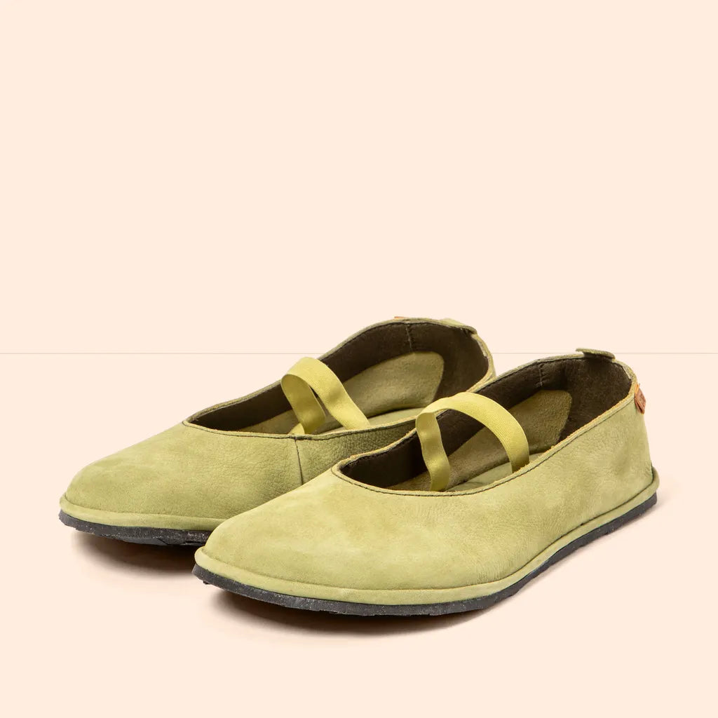 El Naturalista Women's N5670 Nubuck Leather Comfort Slip-Ons Liken Green