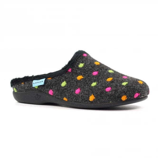 Lunar Women's KLA221 BK Peanut Black Mule Slipper