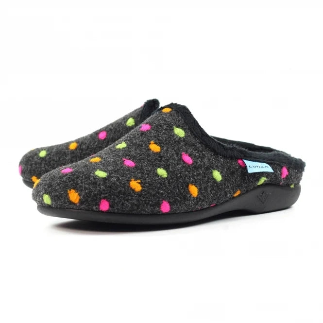 Lunar Women's KLA221 BK Peanut Black Mule Slipper