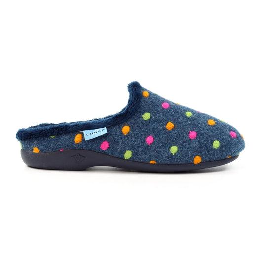 Lunar Women's KLA221 Peanut Mule Slippers Navy Blue