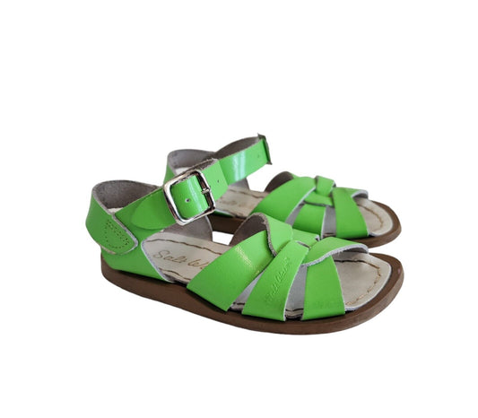 Salt-Water Childrens Original Leather Sandals Lime Green