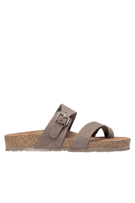 Yokono Women's Jerba 091 Flat Leather Sandals in Tobacco Brown