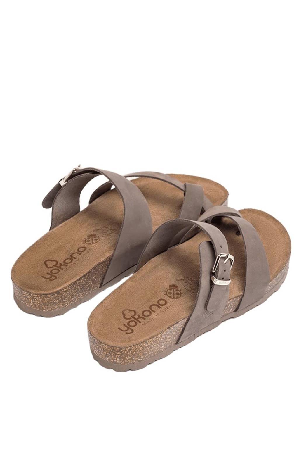 Yokono Women's Jerba 091 Flat Leather Sandals in Tobacco Brown