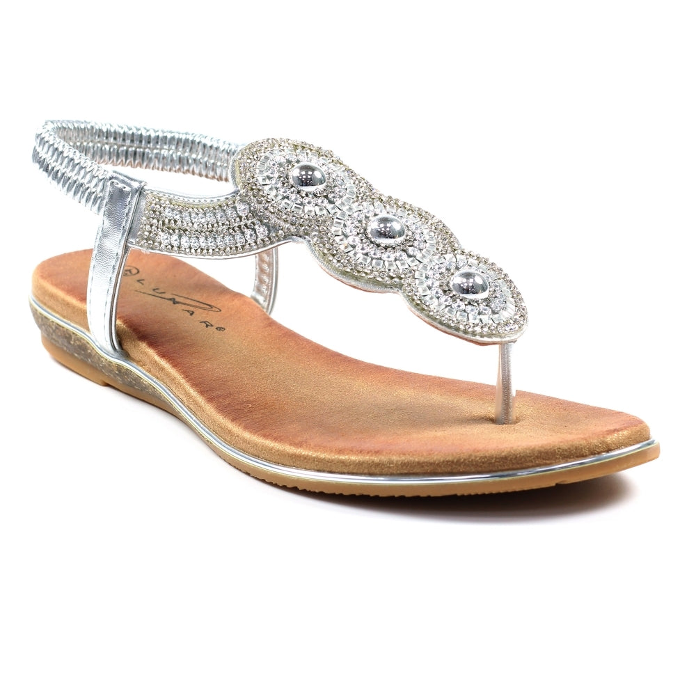 Lunar Women's JLH203 Silvia Toe Post Sandals Silver