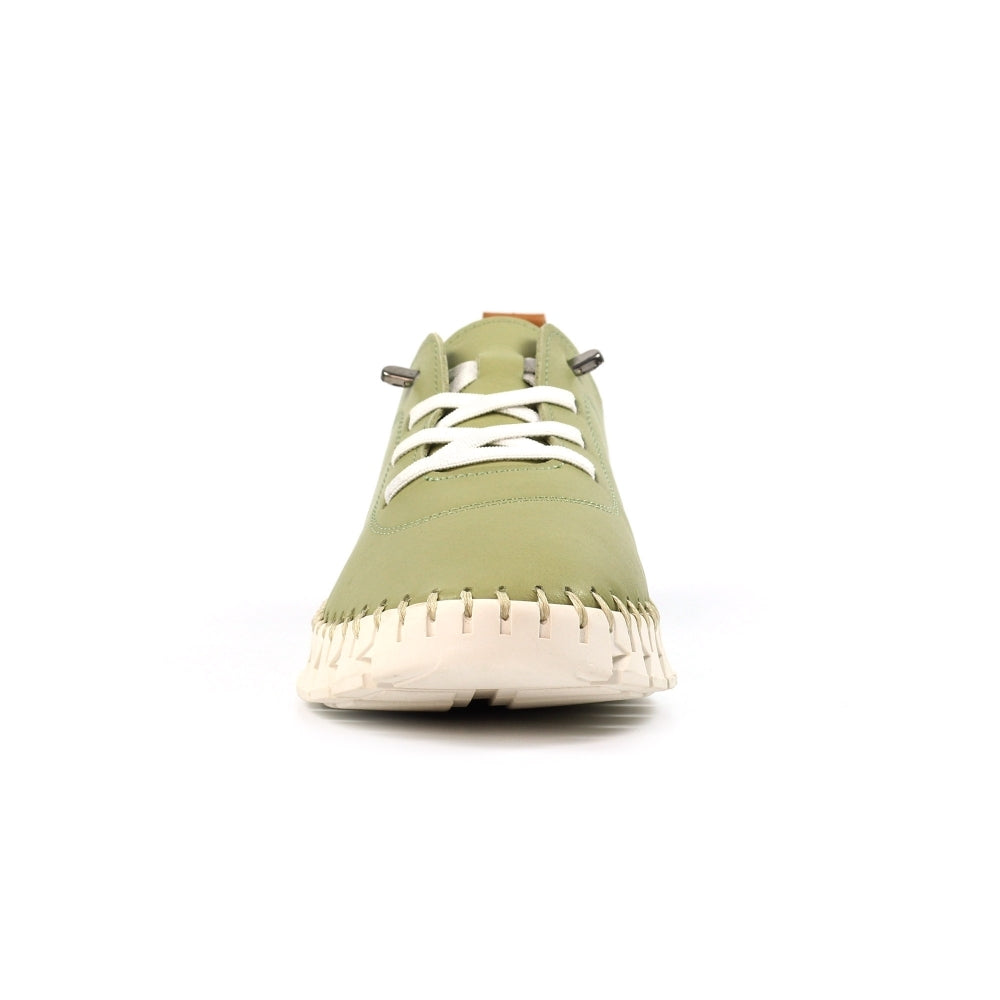 Lunar Women's FLE046 St Austell Leather Plimsoll Shoes Khaki Green