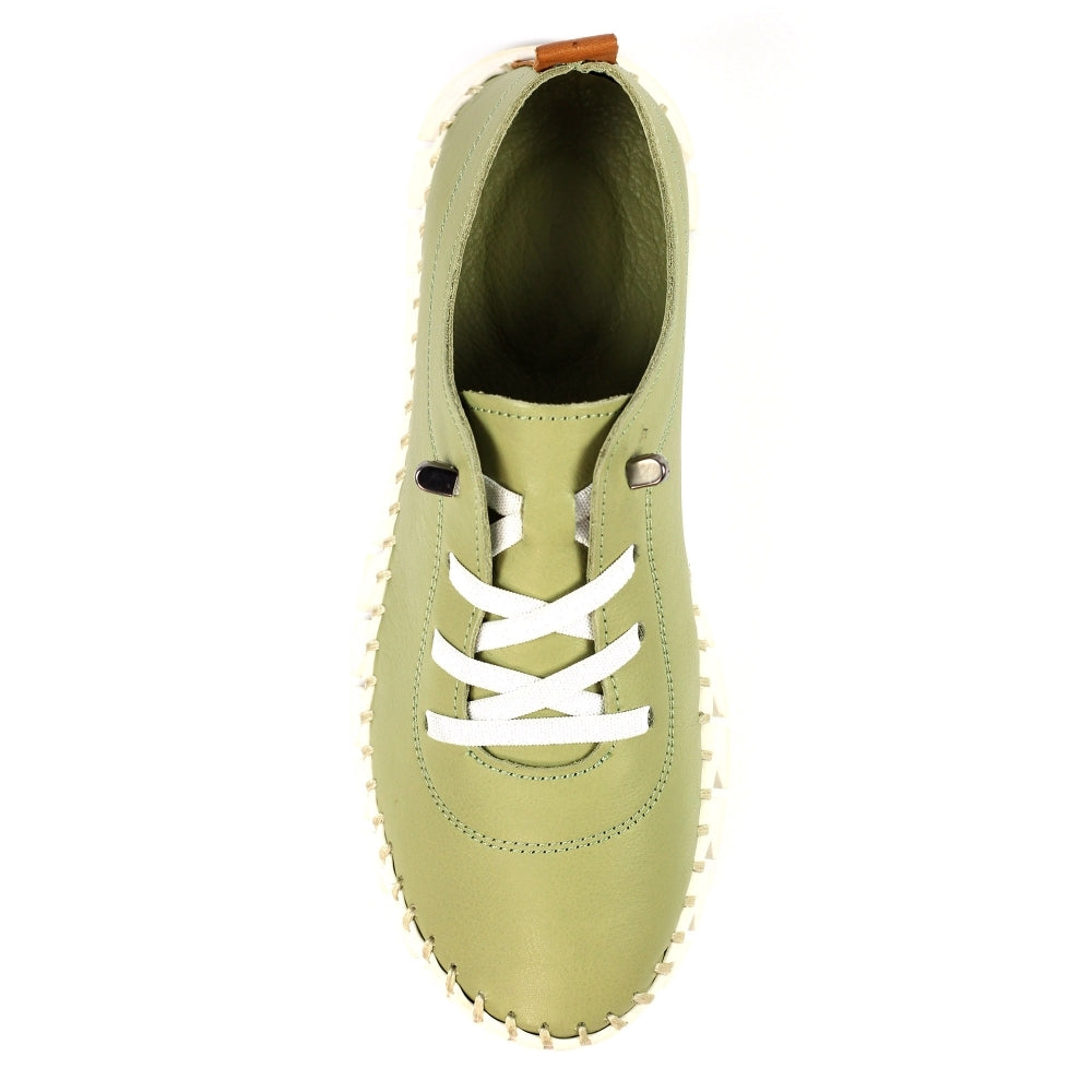 Lunar Women's FLE046 St Austell Leather Plimsoll Shoes Khaki Green