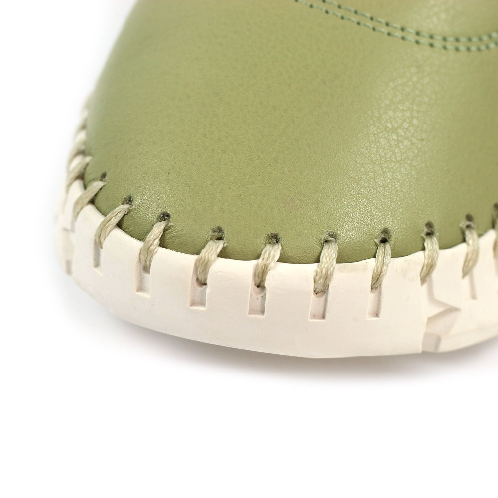 Lunar Women's FLE046 St Austell Leather Plimsoll Shoes Khaki Green