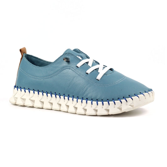 Lunar Women's FLE046 St Austell Leather Plimsol Sneakers Light Blue