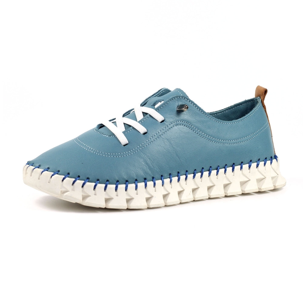 Lunar Women's FLE046 St Austell Leather Plimsol Sneakers Light Blue