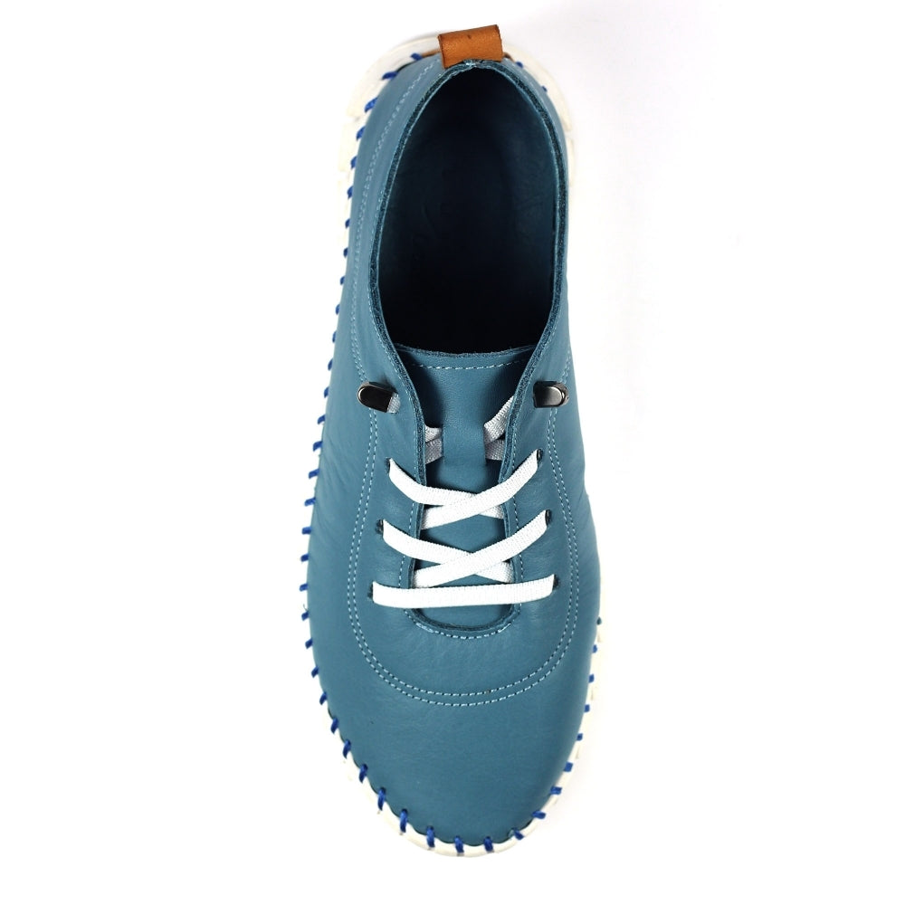 Lunar Women's FLE046 St Austell Leather Plimsol Sneakers Light Blue