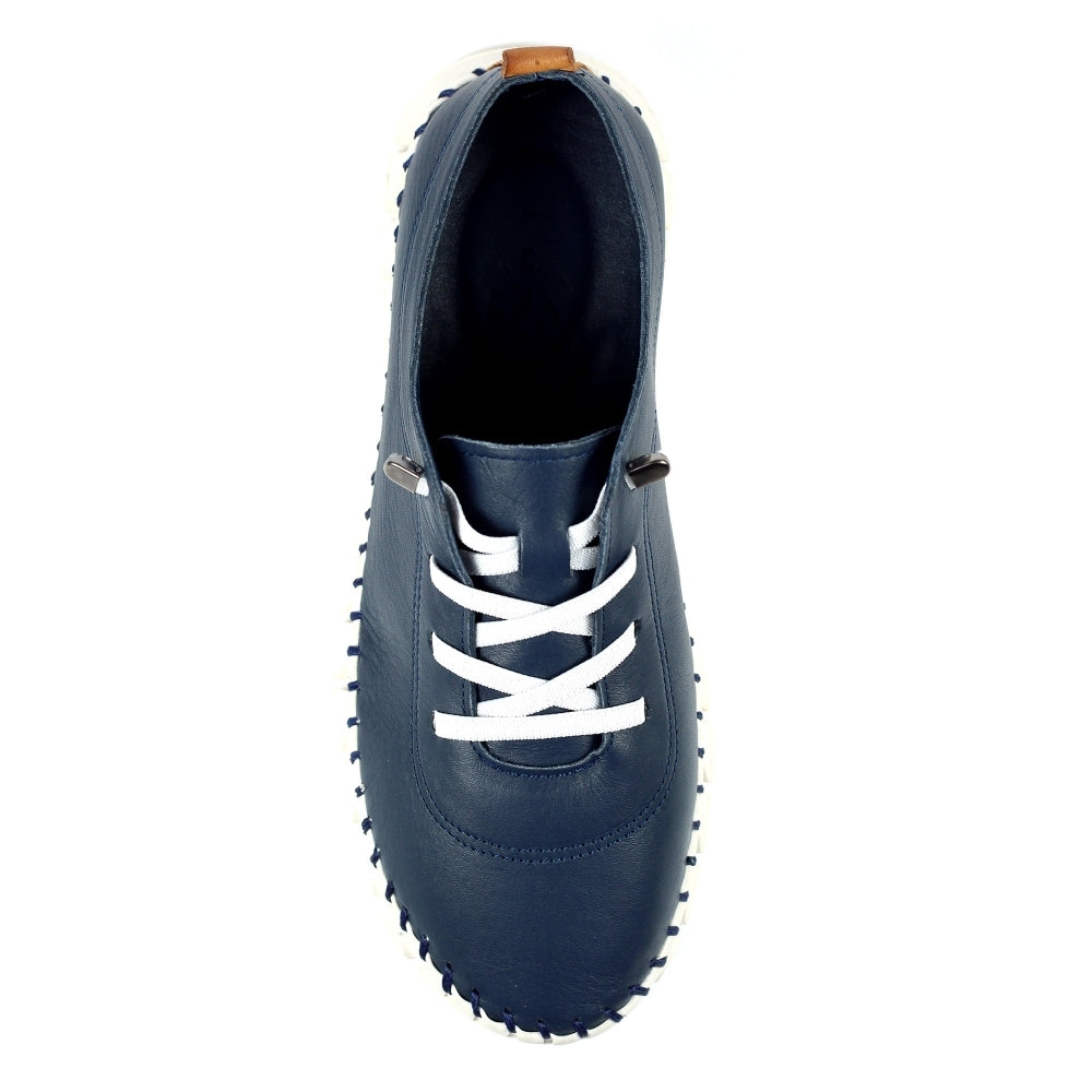 Lunar Women's FLE046 St Austell Leather Plimsoll Shoes Navy Blue