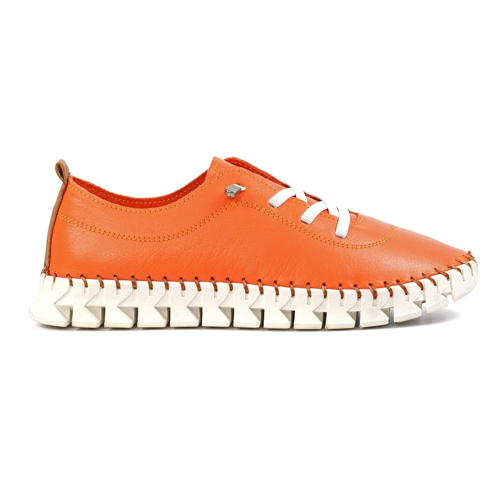 Lunar Women's FLE046 St Austell Leather Plimsol Sneakers Orange