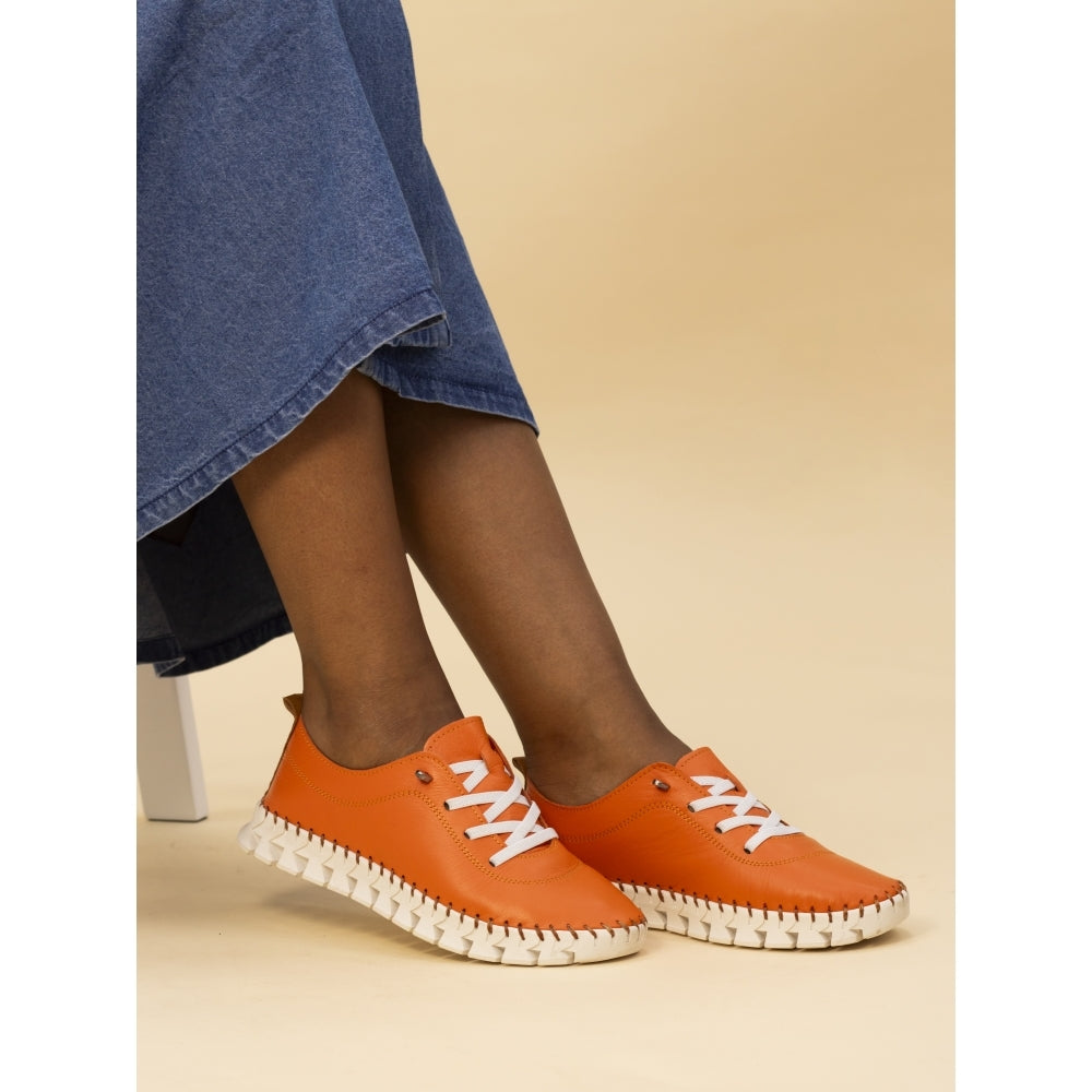 Lunar Women's FLE046 St Austell Leather Plimsol Sneakers Orange