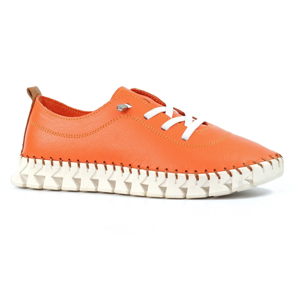 Lunar Women's FLE046 St Austell Leather Plimsol Sneakers Orange