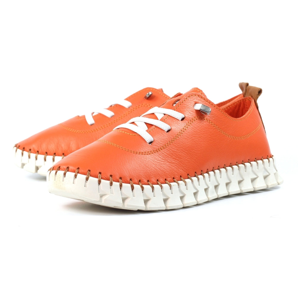 Lunar Women's FLE046 St Austell Leather Plimsol Sneakers Orange