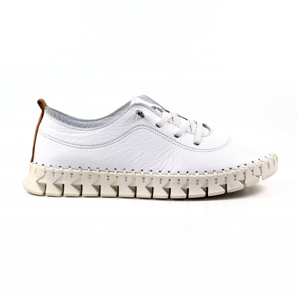 Lunar Women's FLE046 St Austell Leather Plimsoll Shoes White