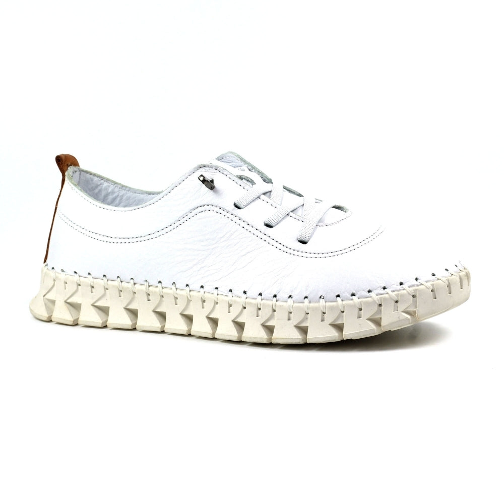 Lunar Women's FLE046 St Austell Leather Plimsoll Shoes White