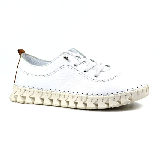 Lunar Women's FLE046 St Austell Leather Plimsoll Shoes White