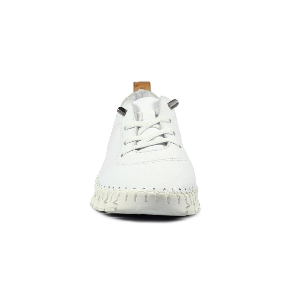 Lunar Women's FLE046 St Austell Leather Plimsoll Shoes White