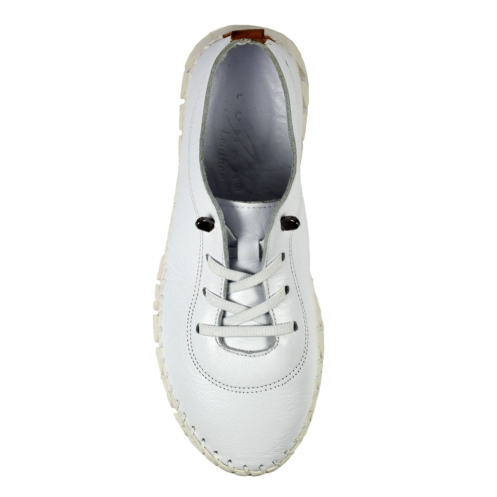 Lunar Women's FLE046 St Austell Leather Plimsoll Shoes White