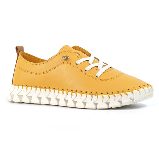 Lunar Women's FLE046 St Austell Leather Plimsol Sneakers Yellow