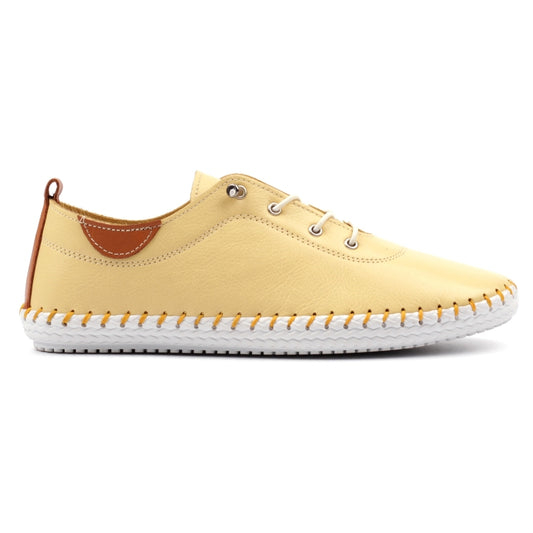 Lunar Women's FLE030 St Ives Leather Plimsoll Shoes Lemon Yellow