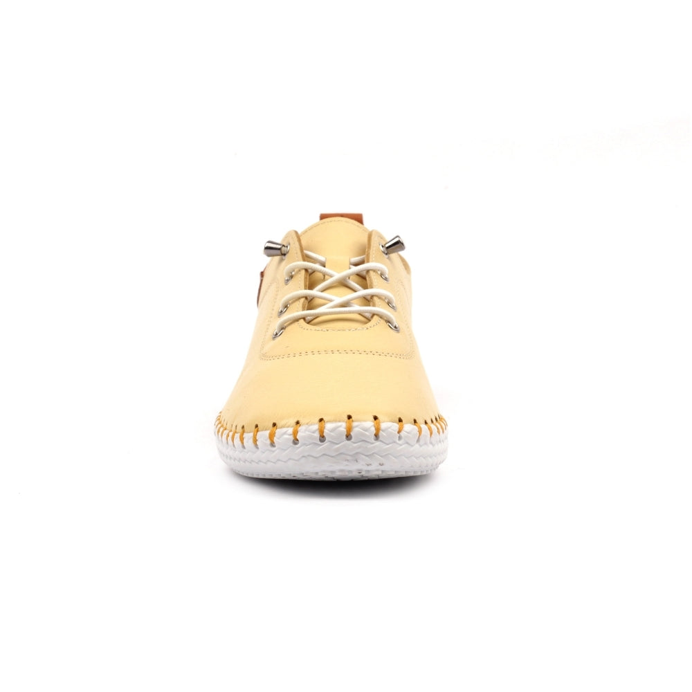 Lunar Women's FLE030 St Ives Leather Plimsoll Shoes Lemon Yellow
