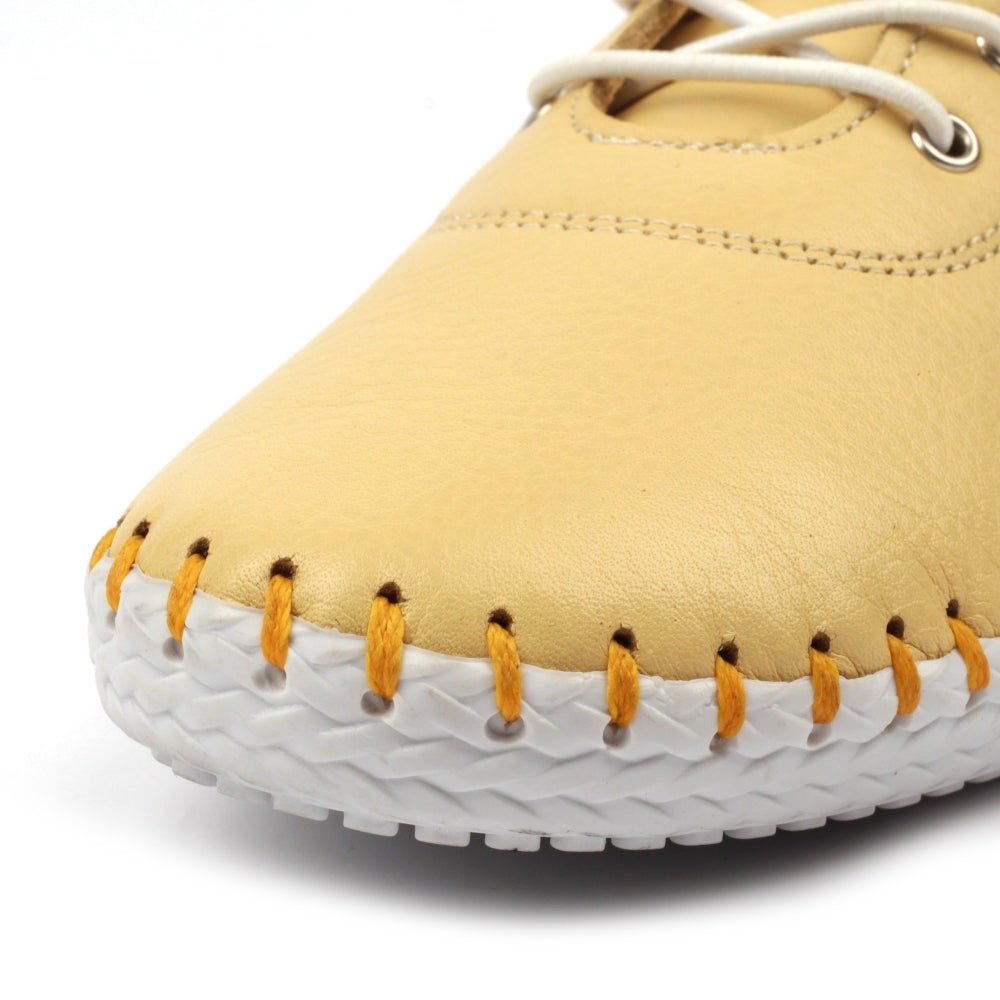 Lunar Women's FLE030 St Ives Leather Plimsoll Shoes Lemon Yellow