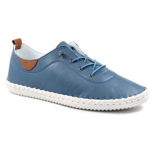 Lunar Women's FLE030 St Ives Leather Trainers Mid Blue