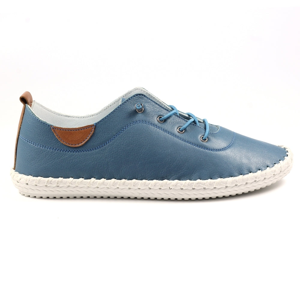 Lunar Women's FLE030 St Ives Leather Trainers Mid Blue