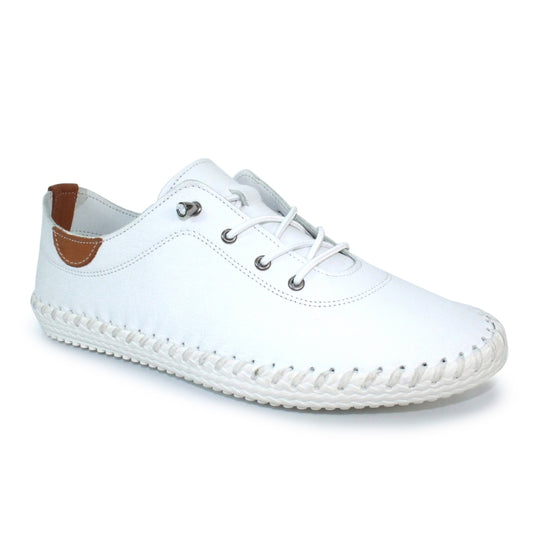 Lunar Women's FLE030 St Ives Leather Trainers White
