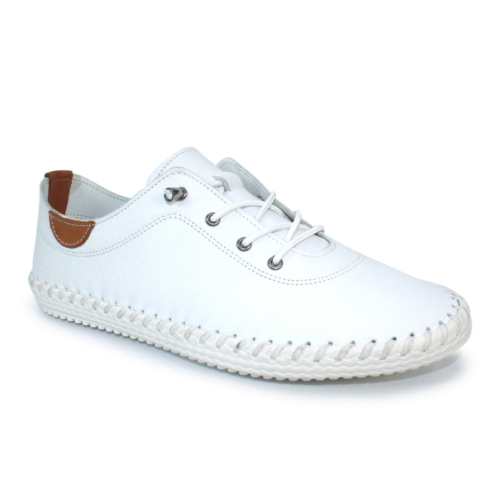 Lunar Women's FLE030 St Ives Leather Plimsoll Shoes White