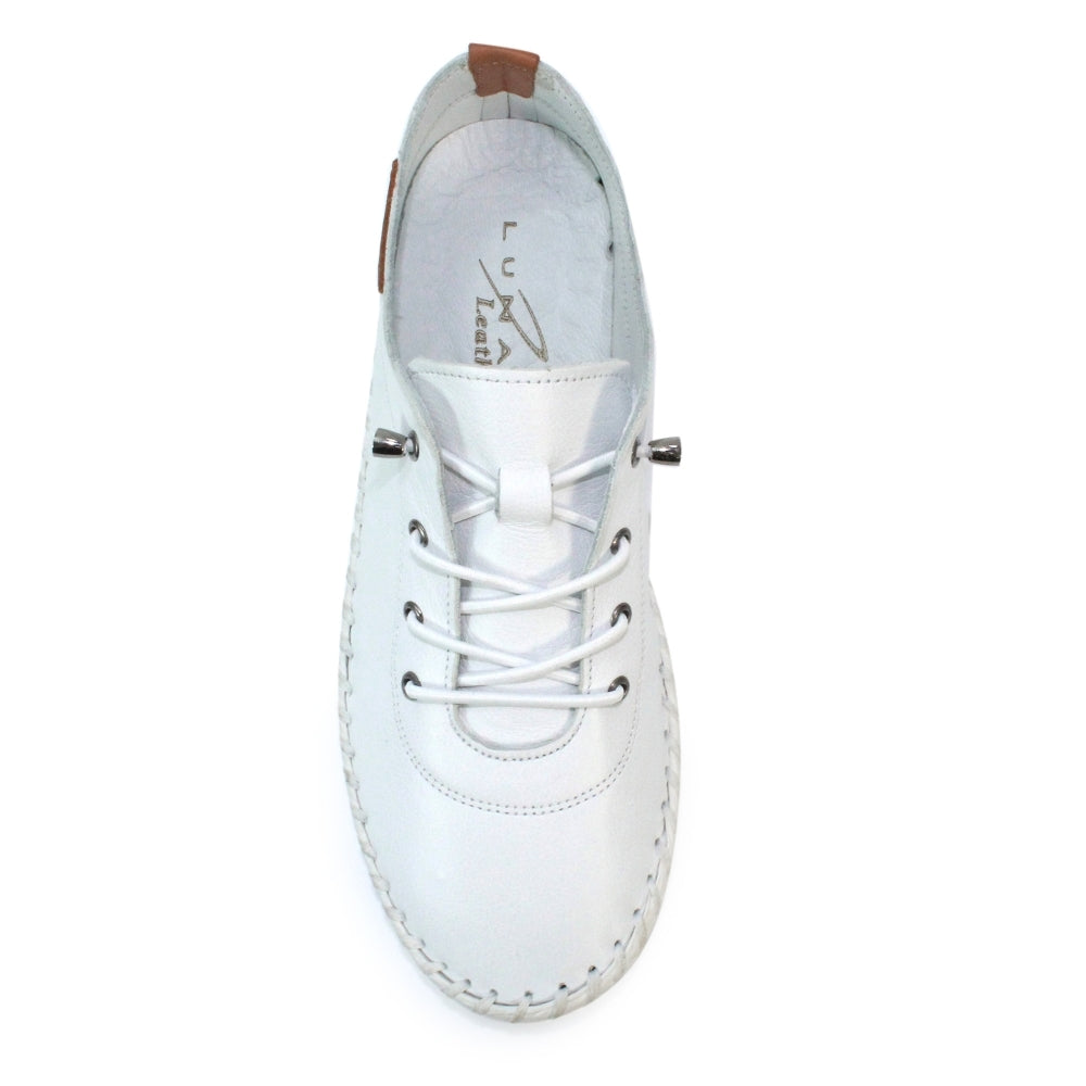 Lunar Women's FLE030 St Ives Leather Plimsoll Shoes White