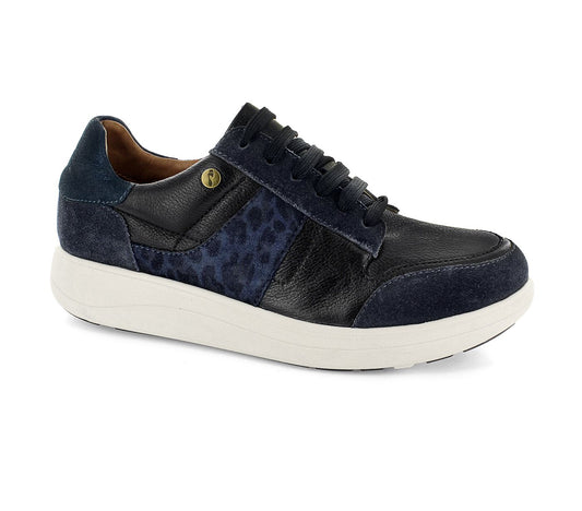 Strive Women's Stellar Leather Lace-Up Sneakers Navy Leopard