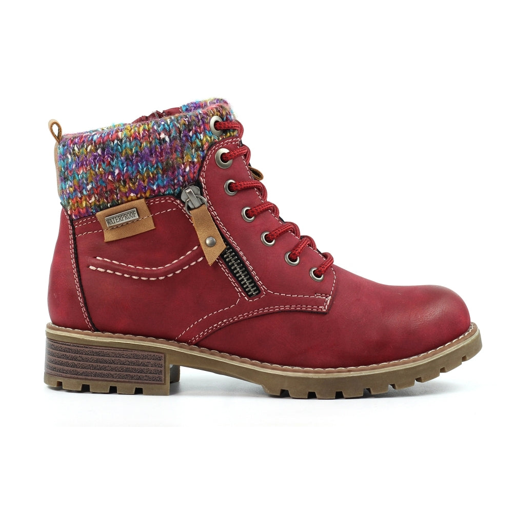 Lunar Women's GLB204 Tabasco Waterproof Ankle Boot Red