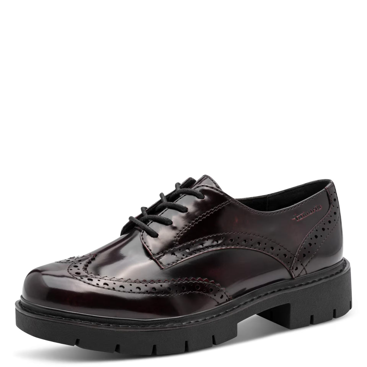 Tamaris Women's 8-83711-47 Wide Fit Lace-Up Elegant Brogue - Bordeaux Brown