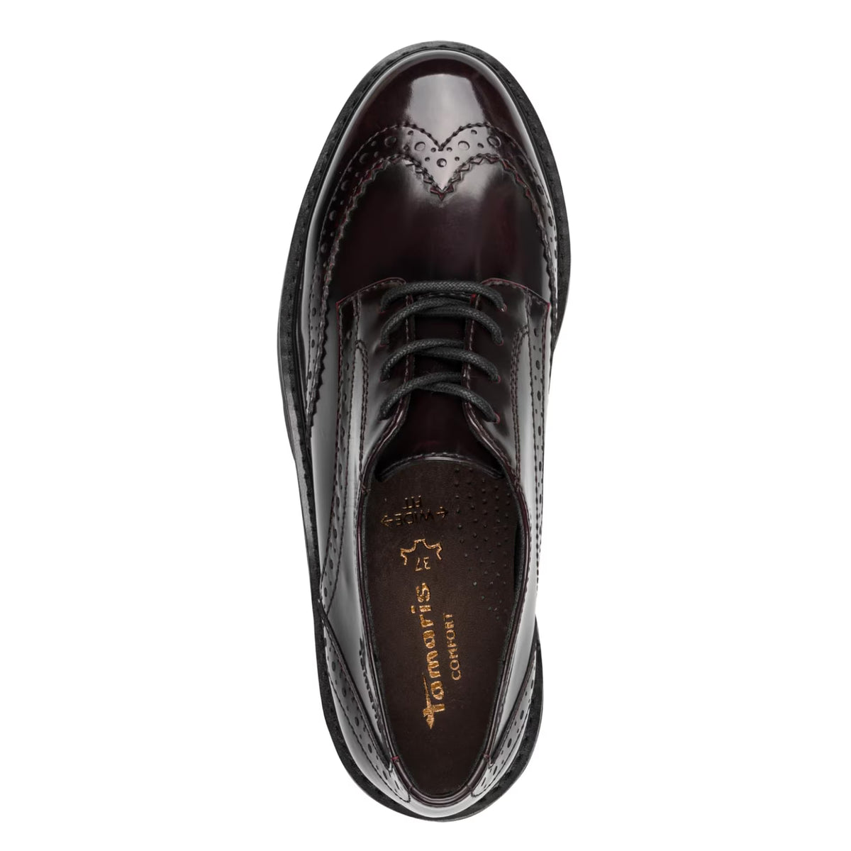 Tamaris Women's 8-83711-47 Wide Fit Lace-Up Elegant Brogue - Bordeaux Brown
