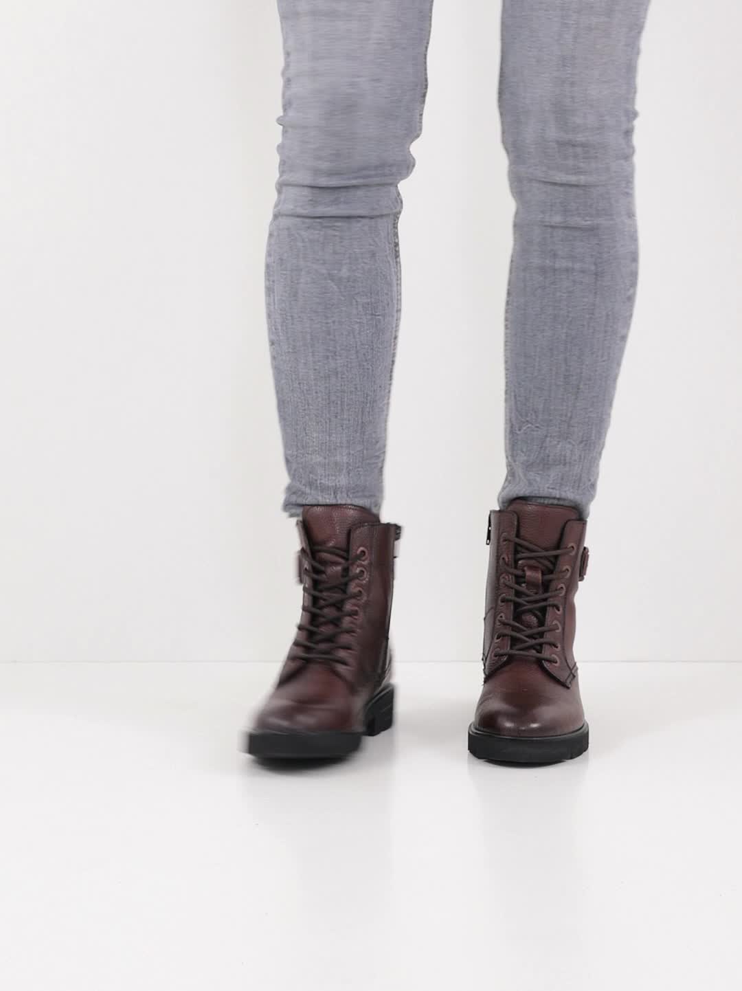 Tamaris Women's 1-25216-45 Leather Lace-Up Boots Mocca Brown