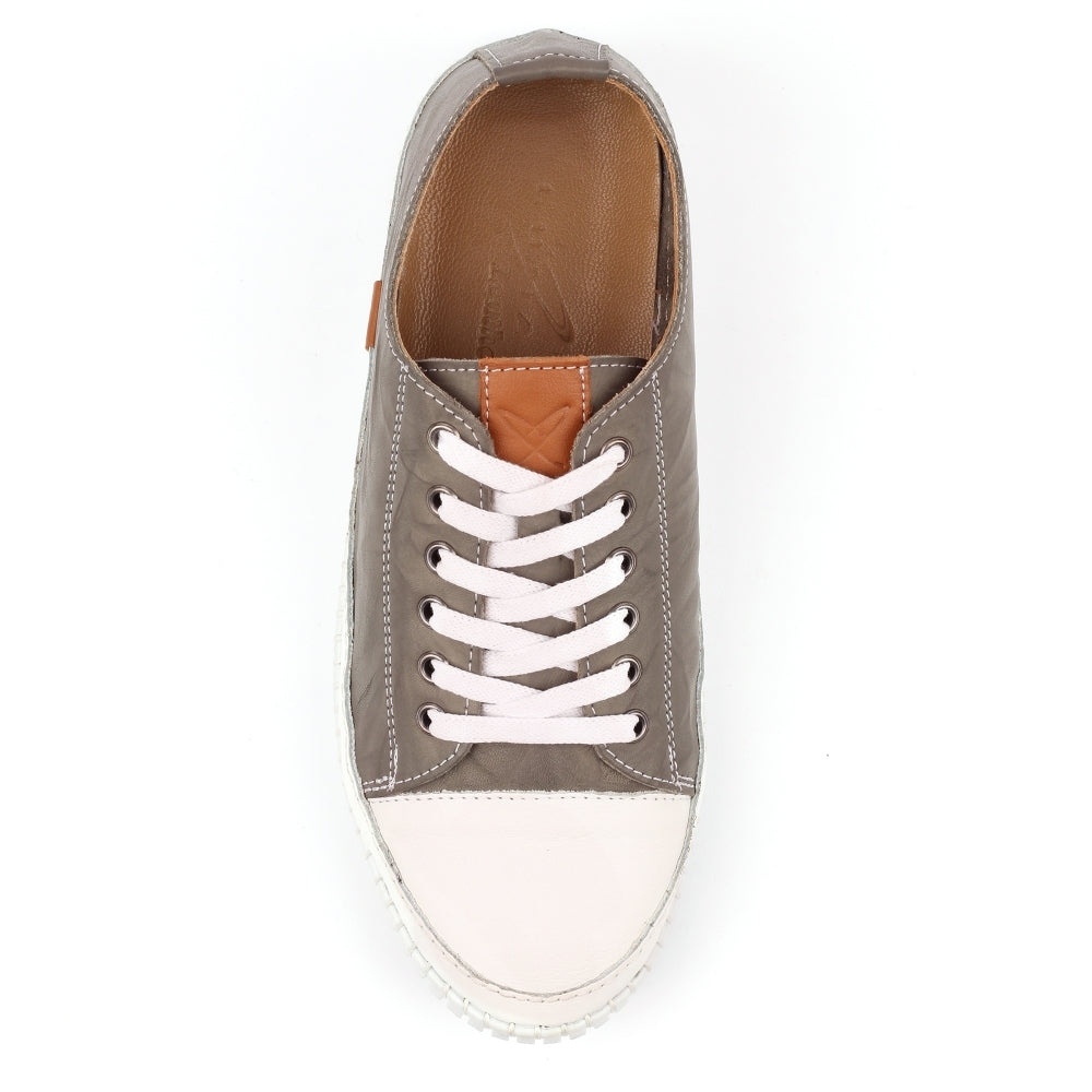 Lunar Women's FLK039 Truffle II Leather Plimsoll Shoes Grey