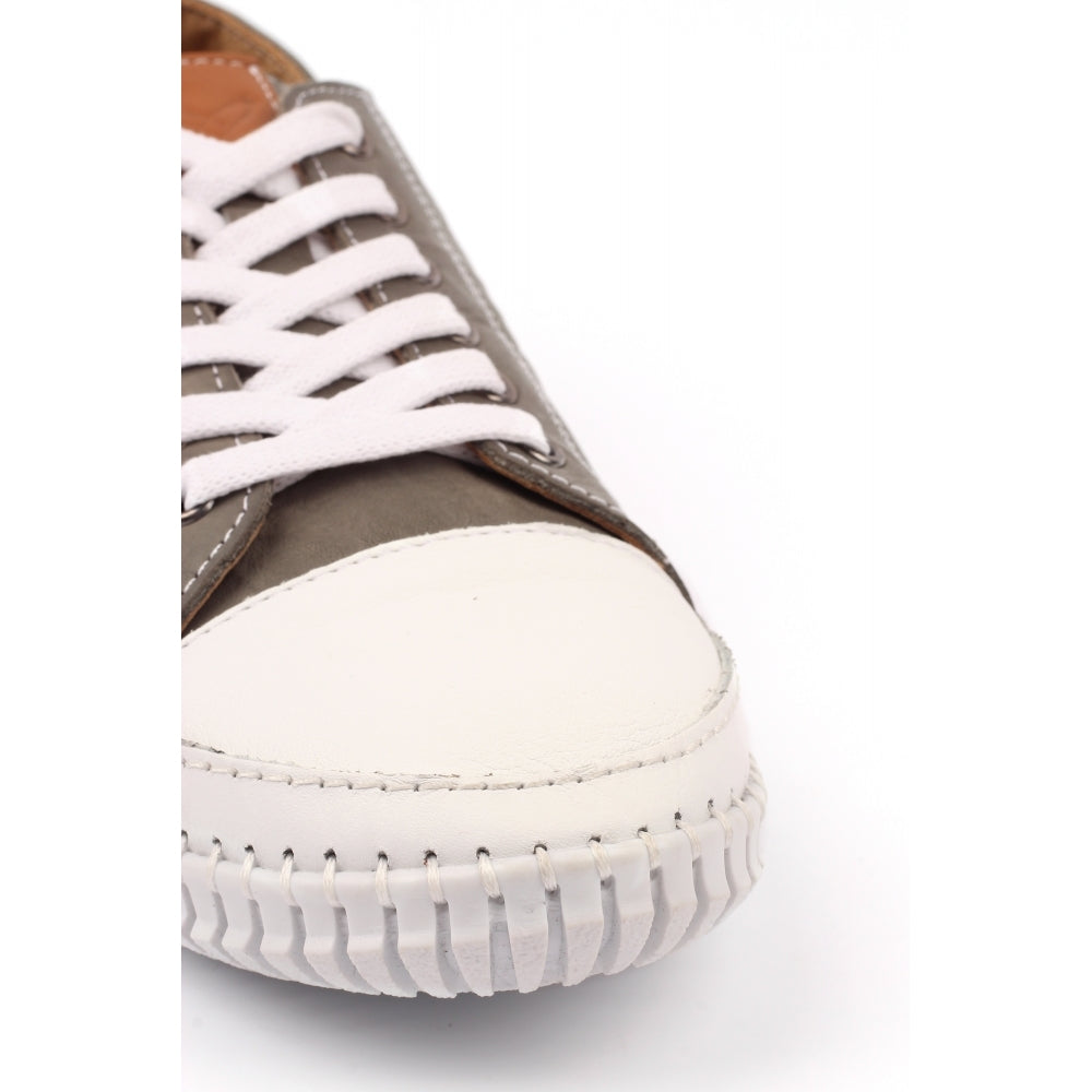 Lunar Women's FLK039 Truffle II Leather Plimsoll Shoes Grey