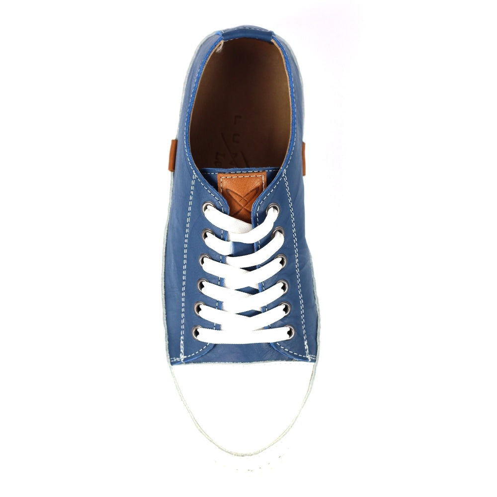 Lunar Women's FLK039 Truffle II Leather Plimsol Sneakers Mid Blue