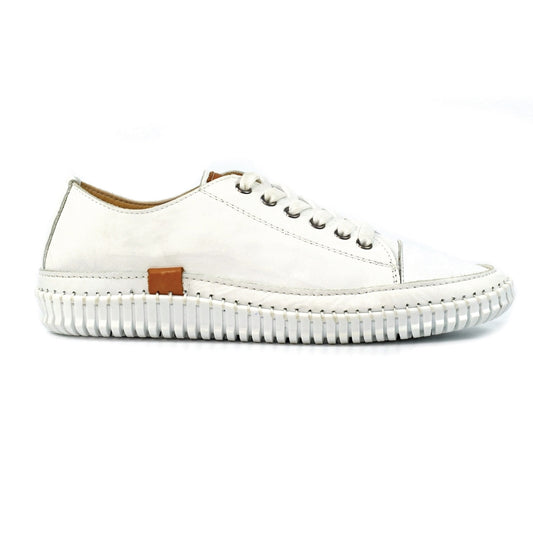 Lunar Women's FLK039 Truffle II Leather Plimsoll Shoes White