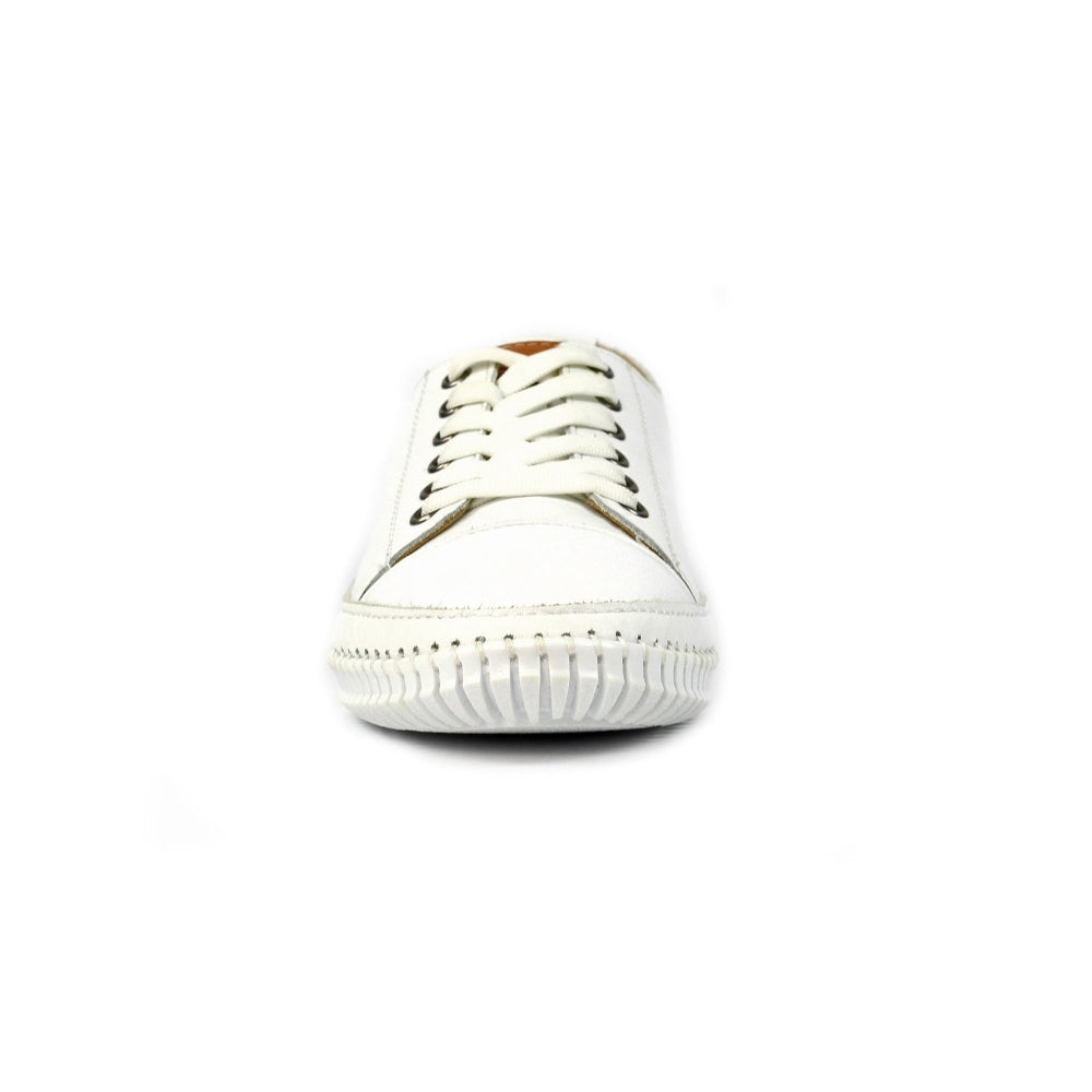 Lunar Women's FLK039 Truffle II Leather Plimsoll Shoes White