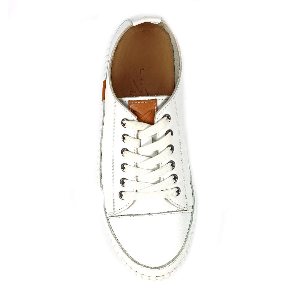 Lunar Women's FLK039 Truffle II Leather Plimsoll Shoes White