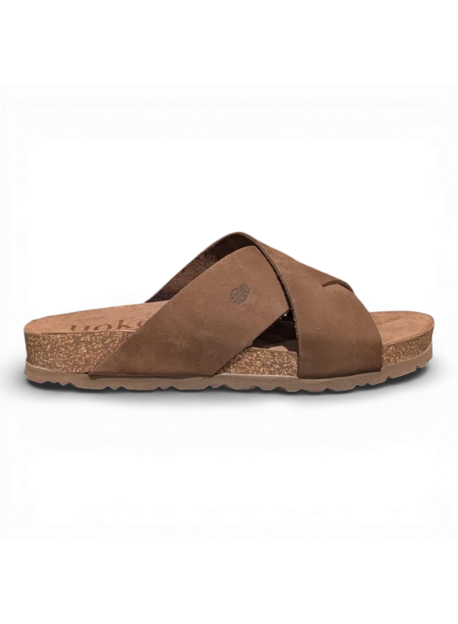 Yokono Women's Jerba 300 Leather Flat Sandals in Mocha