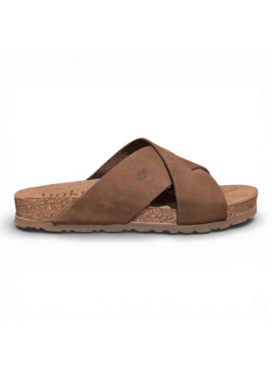 Yokono Women's Jerba 300 Leather Flat Sandals in Mocha