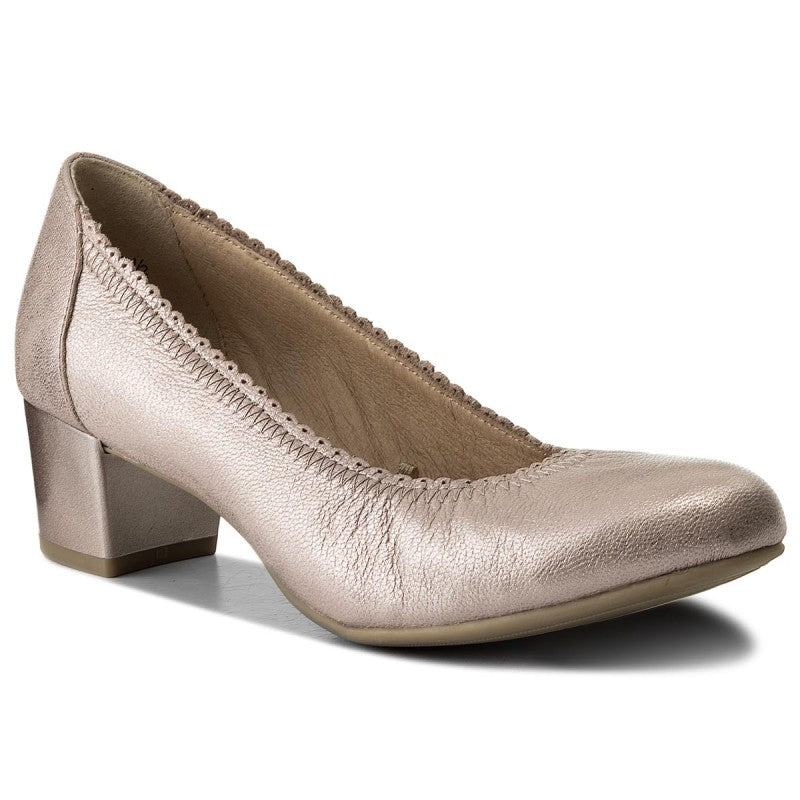 Caprice Women's 22310 Leather Heel Shoes Rose Metallic